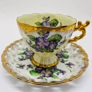 Shafford Hand Painted Bone China Tea Cup and Saucer